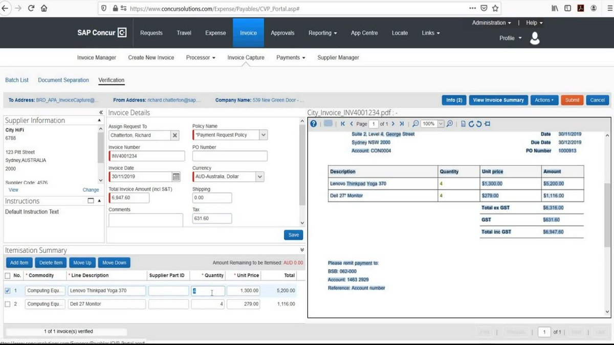 SAP Concur Invoice